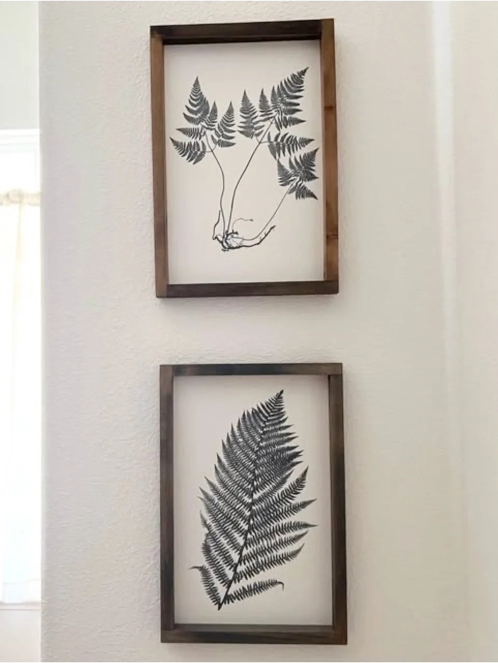 Set of two fern art pieces wood framed wall art farmhouse decor